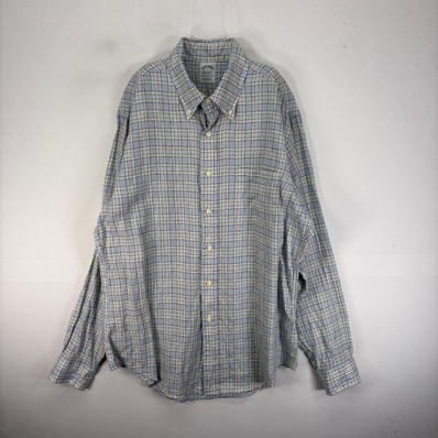 古着 ブルックスブラザーズ Brooks Brothers 長袖シャツ ボタンダウン 胸ポケット L 水色系 チェック メンズ