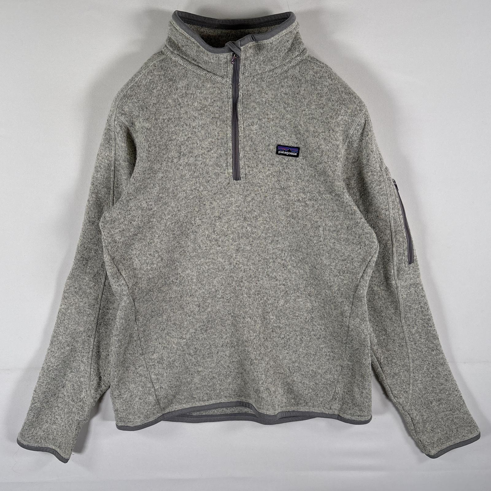 古着 パタゴニア patagonia ベターセーター ハーフジップ プルオーバー ニット ワンポイントロゴ M ライトグレー レディース