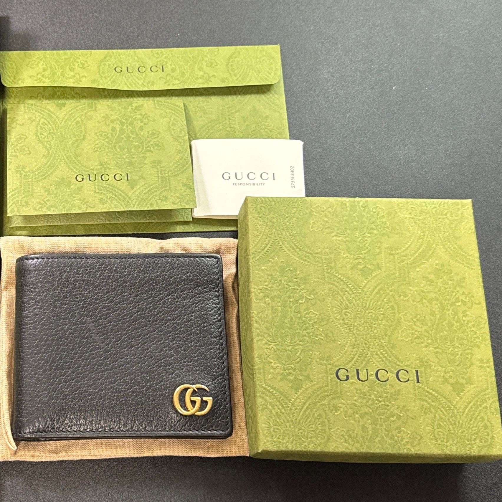 GUCCI GG Marmont Leather Coin Wallet "Black"