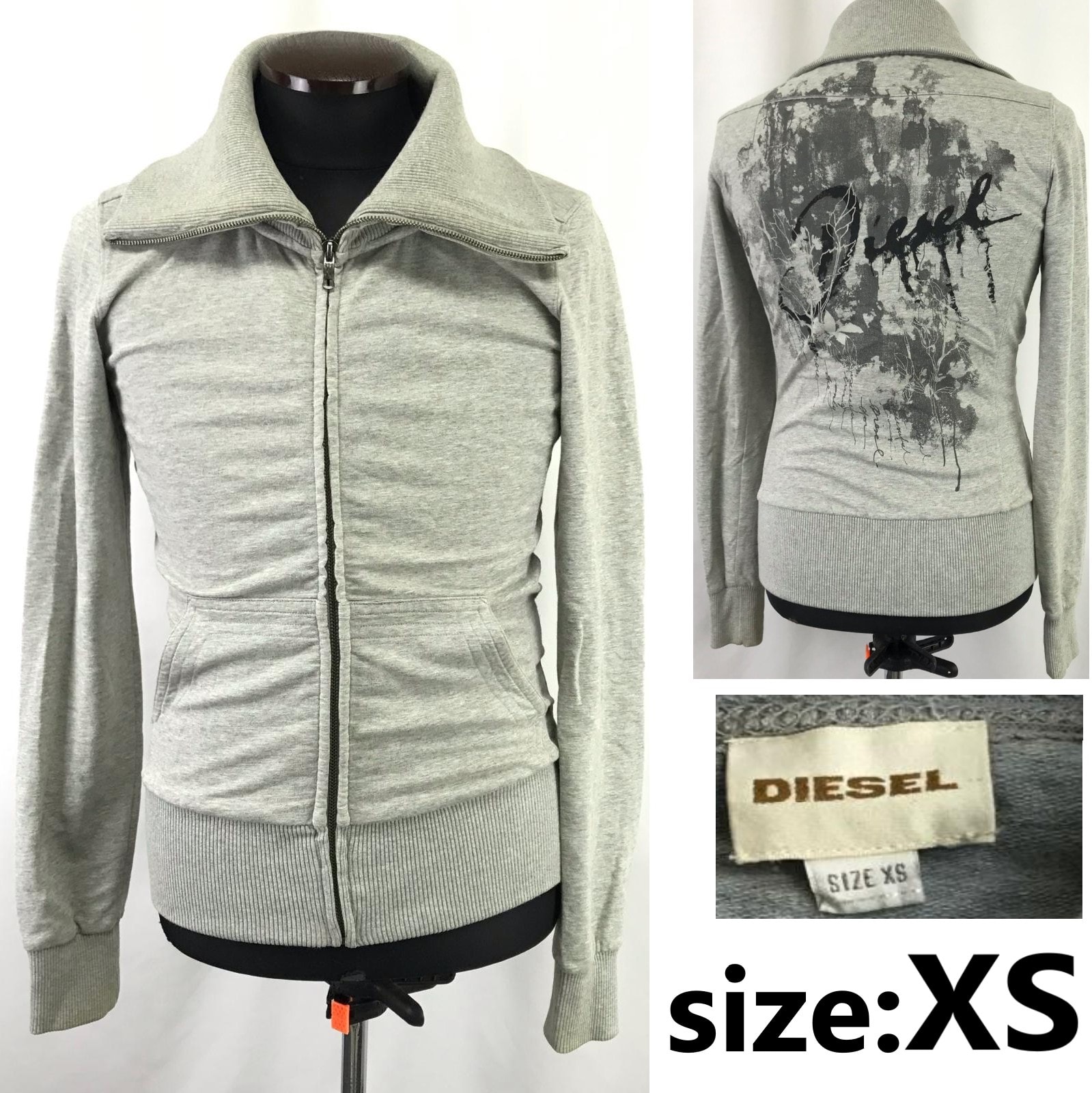 DIESEL【ディーゼル】 スウェットジャケット【メンズXS/グレー/gray】ブルゾン/アウター/ビッグカラー/Tops/jacket◆BJ005-j