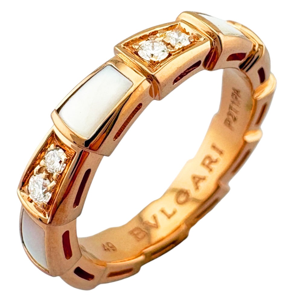 ブルガリ セルペンティ ヴァイパー リング 指輪 9号 18金 K18ピンクゴールド マザーオブパール レディース BVLGARI  中古