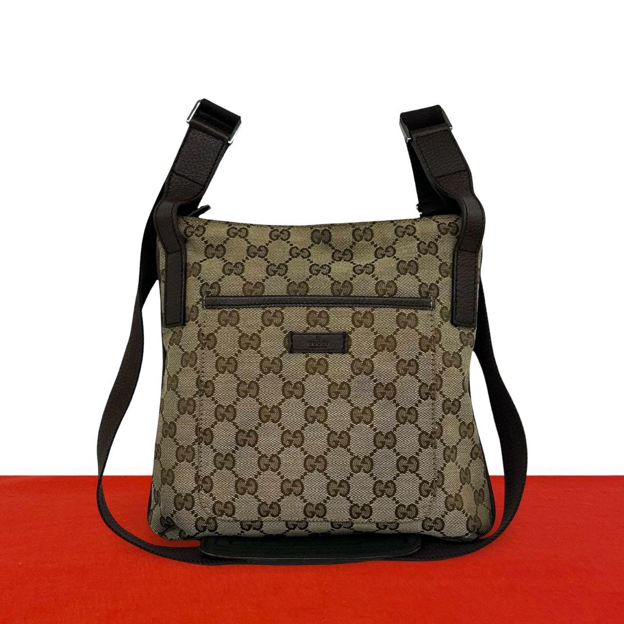 GUCCI グッチ GG 柄 ロゴ キャンバス レザー ショルダーバッグ ブラウン
 36211