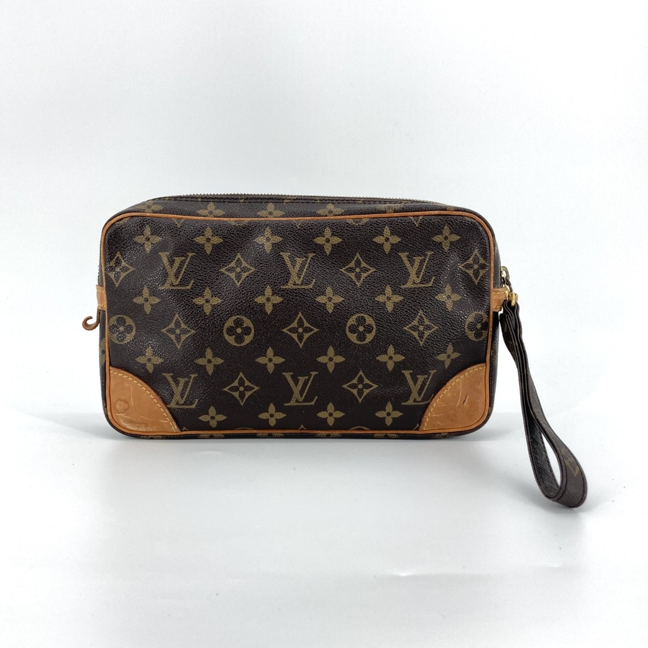 LOUIS VUITTON(ルイ・ヴィトン) モノグラム マルリードラゴンヌGM レザー クラッチバッグ ブラウン×ゴールド