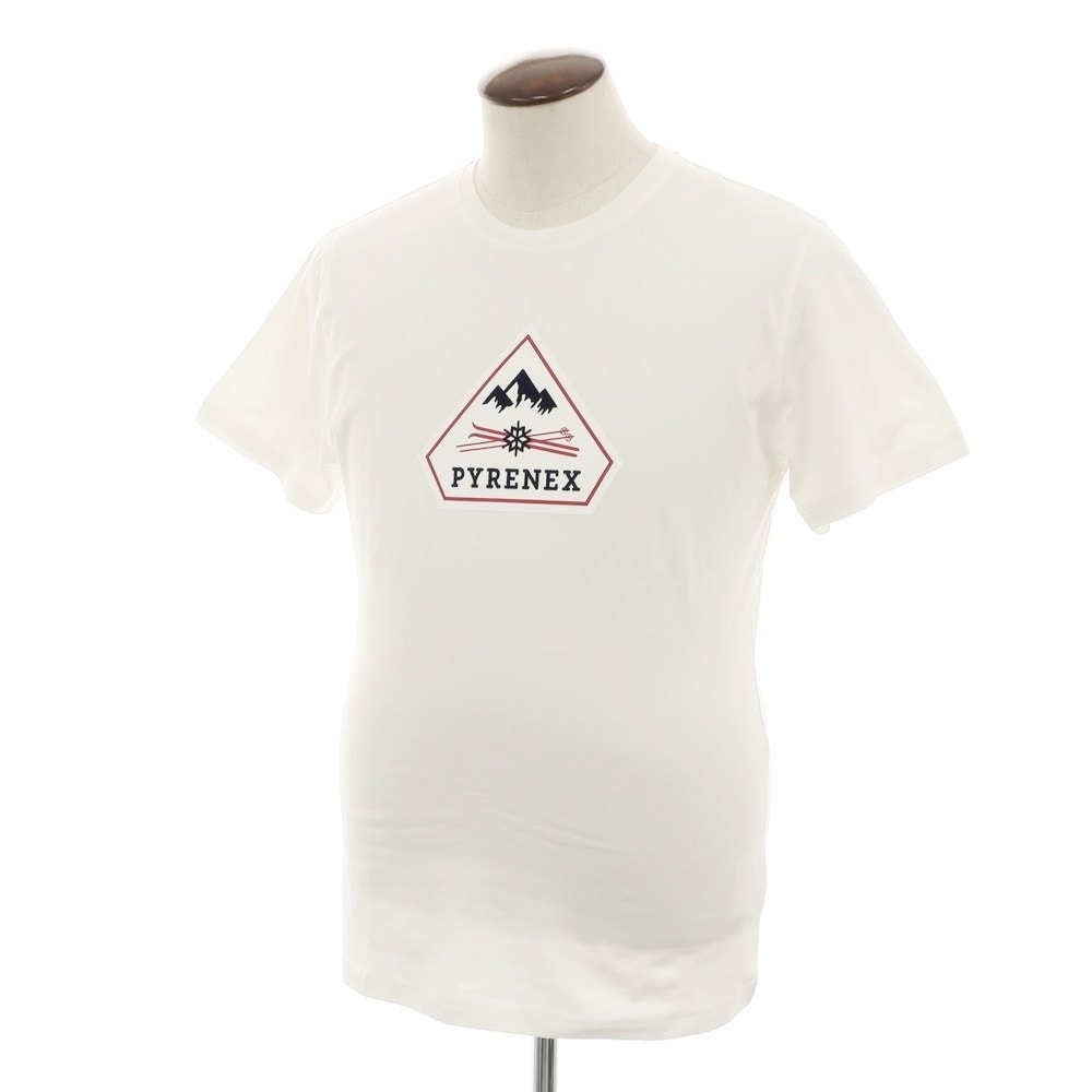【中古】ピレネックス Pyrenex ストレッチ コットン クルーネック 半袖Tシャツ ホワイト【サイズL】【メンズ】