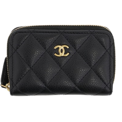 CHANEL シャネル クラシック ジップ コインパース コインケース AP0216 キャビアスキン ブラック ゴールド金具 レディース【中古】