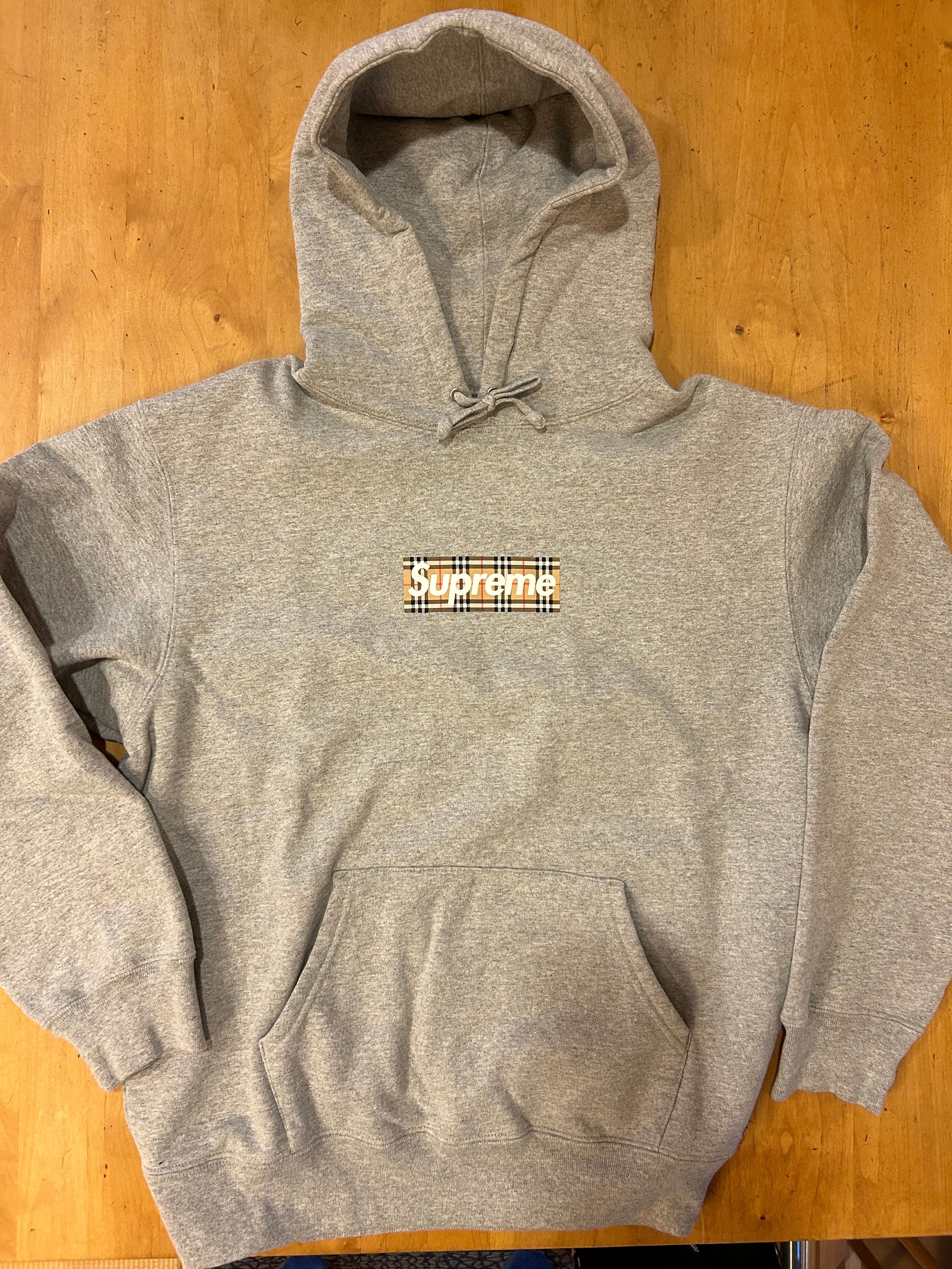 Supreme / Burberry Box Logo Hooded Sweatshirt "Heather Grey"