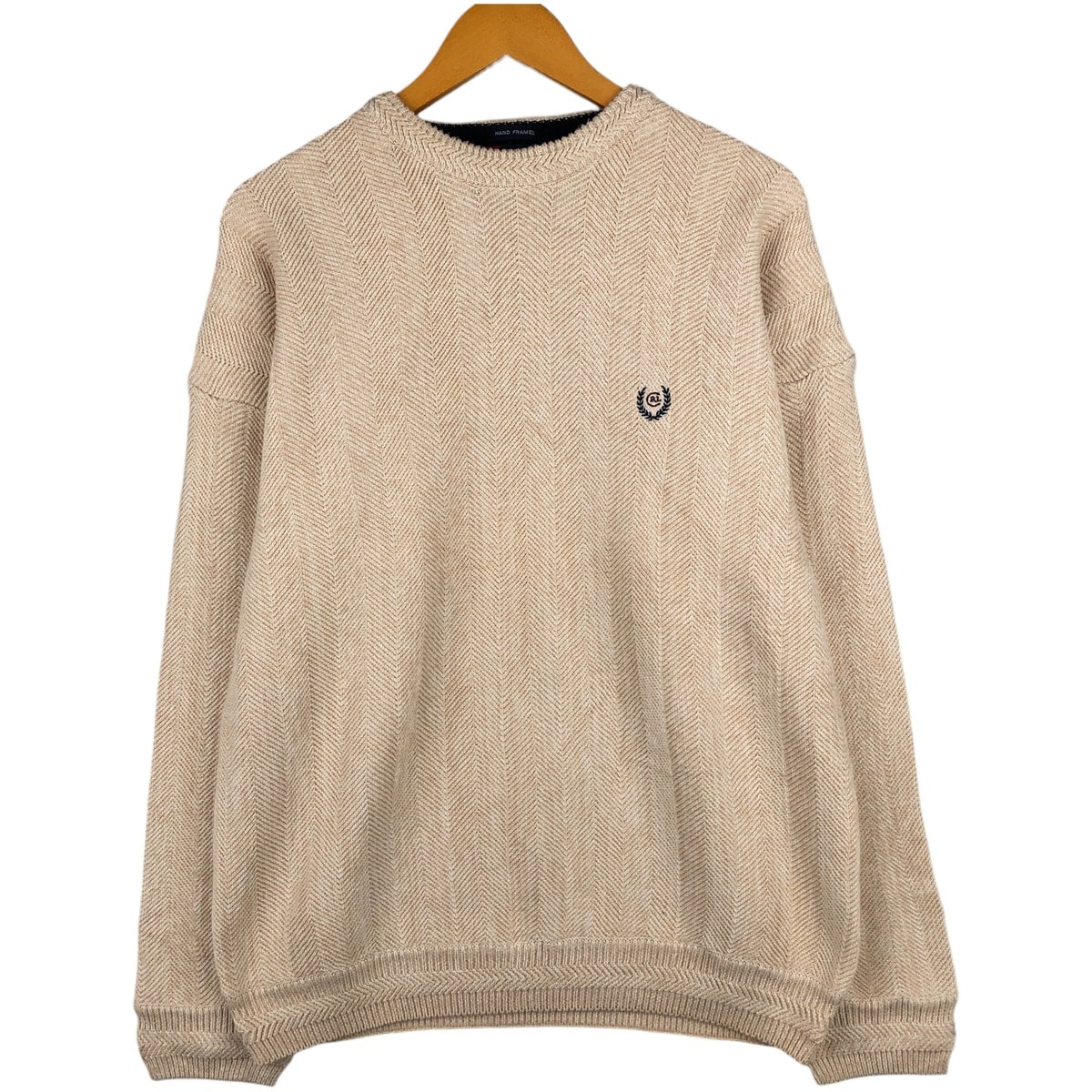 古着 ラルフローレン Ralph Lauren CHAPS チャップス ヘリンボーン コットンニットセーター メンズL相当/eaa605885