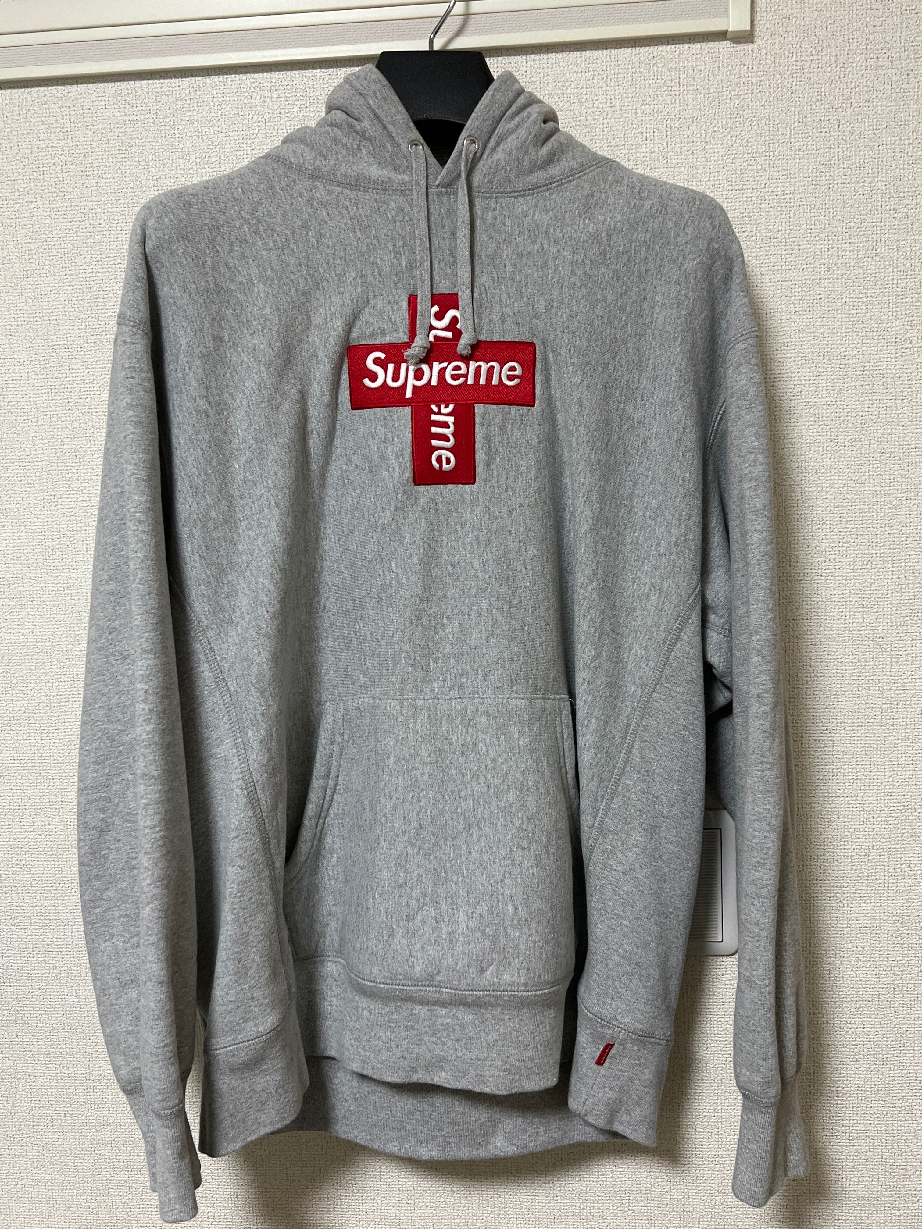 Supreme Cross Box Logo Hooded Sweatshirt "Grey"