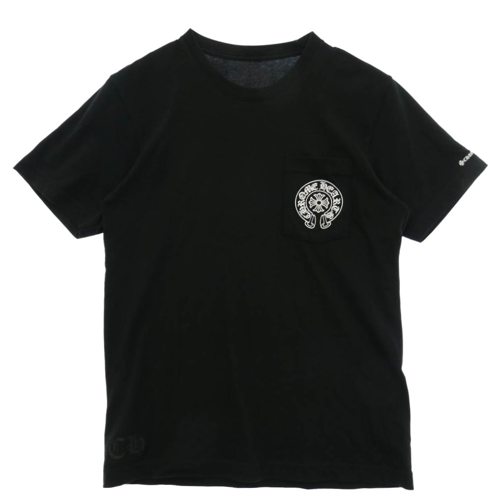CHROME HEARTS クロムハーツ(原本無) USA製 Horseshoe Tee ホースシュー プリント ポケット 半袖 Tシャツ カットソー ブラック M ブラック系 M【中古】
