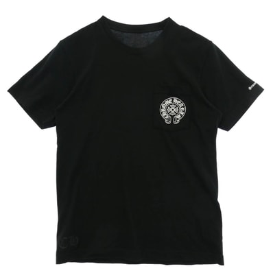 CHROME HEARTS クロムハーツ(原本無) USA製 Horseshoe Tee ホースシュー プリント ポケット 半袖 Tシャツ カットソー ブラック M ブラック系 M【中古】