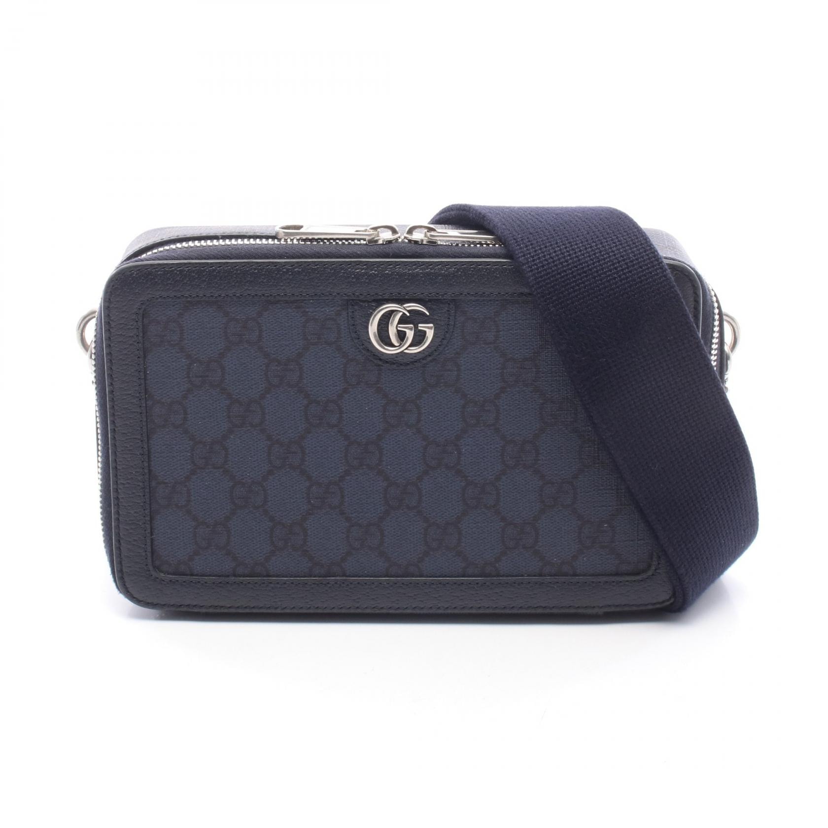グッチ GUCCI オフィディア GGスプリーム ショルダーバッグ バッグ PVCコーティングキャンバス レザー メンズ ネイビー系 771174 【中古】