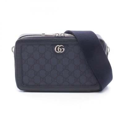 グッチ GUCCI オフィディア GGスプリーム ショルダーバッグ バッグ PVCコーティングキャンバス レザー メンズ ネイビー系 771174 【中古】