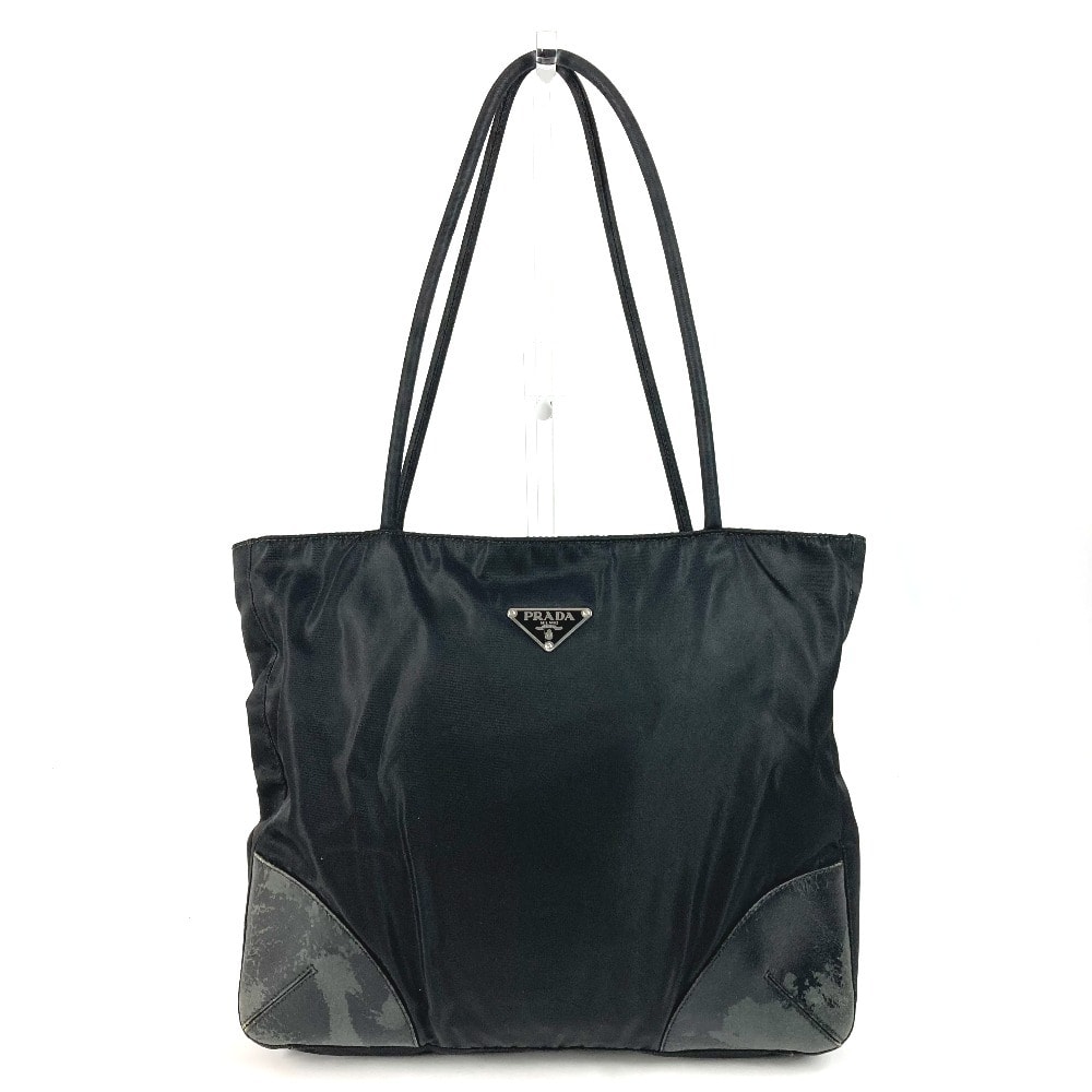 プラダ PRADA トライアングルロゴ 三角ロゴ プレート カバン 肩掛け トートバッグ ショルダーバッグ ナイロン ブラック