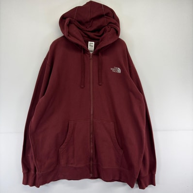 古着 ザ・ノースフェイス THE NORTH FACE パーカー スウェット 刺繍 大きいサイズ フルジップ ワンポイント 2XL ブラウン系 無地 メンズ