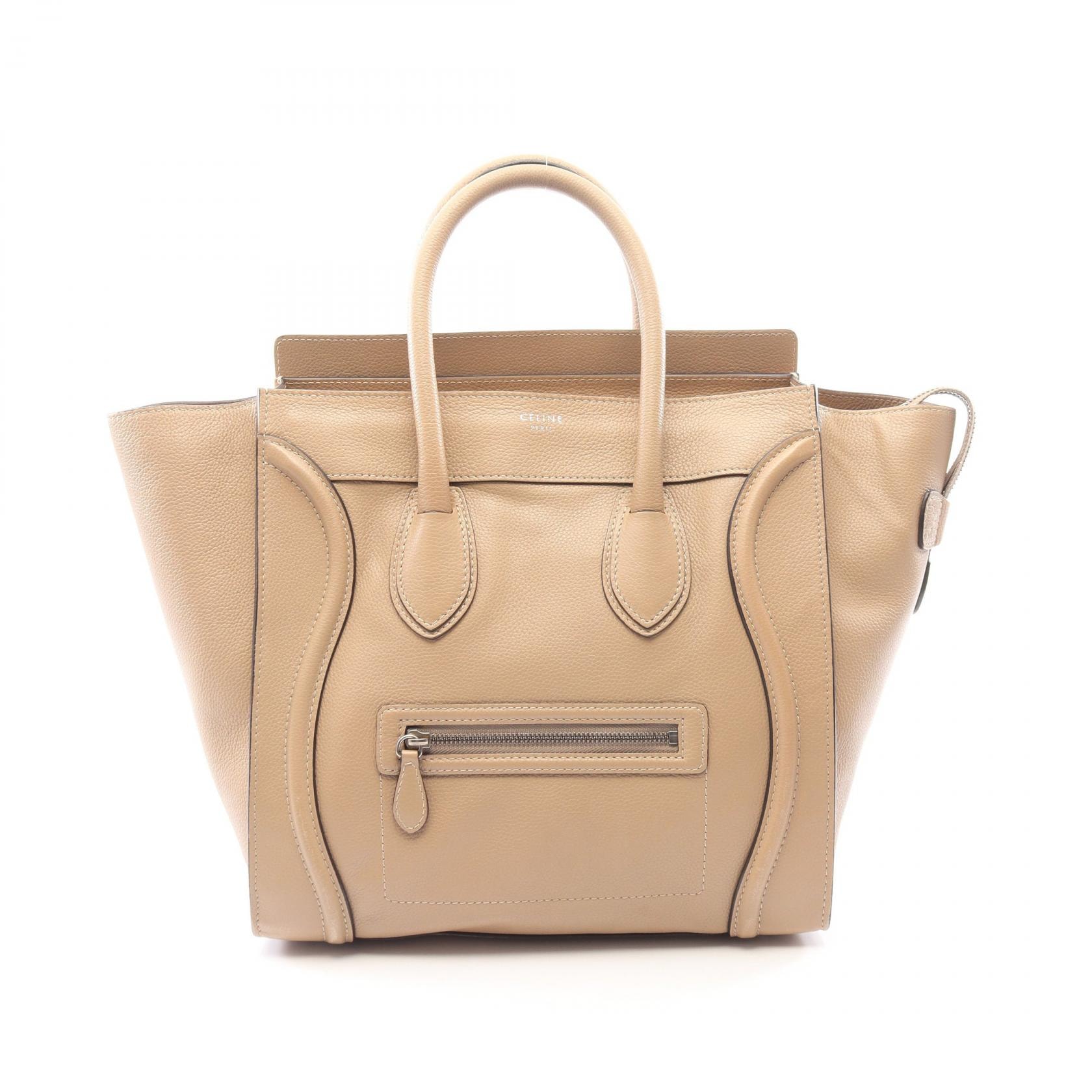 セリーヌ CELINE ラゲージ ミニショッパー ハンドバッグ バッグ レザー レディース ベージュ系 165213LUG.03UN 【中古】