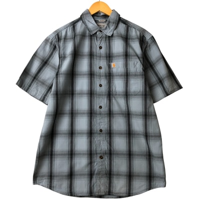 古着 カーハート Carhartt RELAXED FIT チェック柄 半袖 ワークシャツ メンズL相当/eaa589006