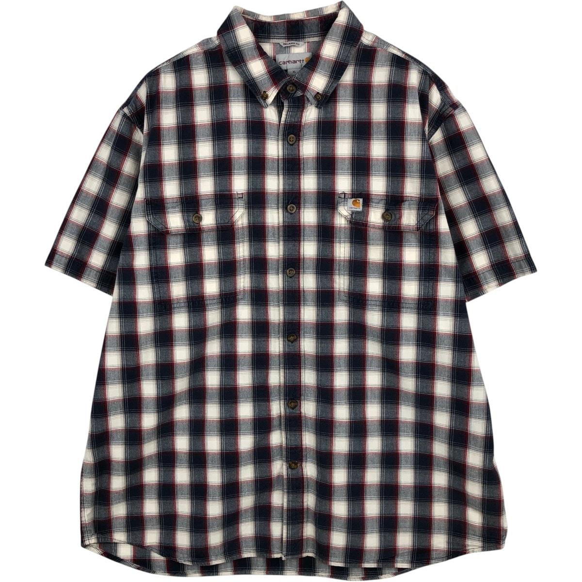 古着 カーハート Carhartt RELAXED FIT チェック柄 ボタンダウン 半袖 ワークシャツ メンズXL相当/eaa623249