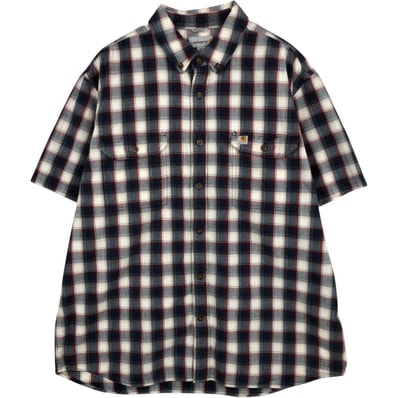 古着 カーハート Carhartt RELAXED FIT チェック柄 ボタンダウン 半袖 ワークシャツ メンズXL相当/eaa623249