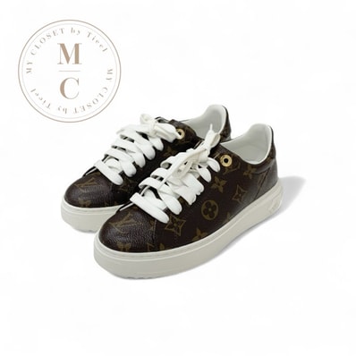 ルイヴィトン LOUIS VUITTON タイムアウトライン モノグラム スニーカー 靴 シューズ レザー ブラウン ロゴ