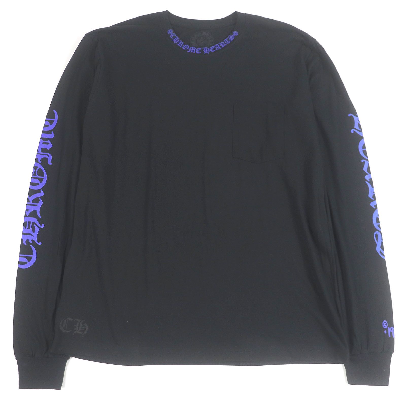 クロムハーツ ネック ロゴ ロングスリーブTシャツ "ブラック/ブルー"