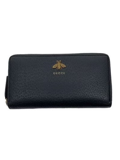 GUCCI Animalier Leather Zip Around Wallet