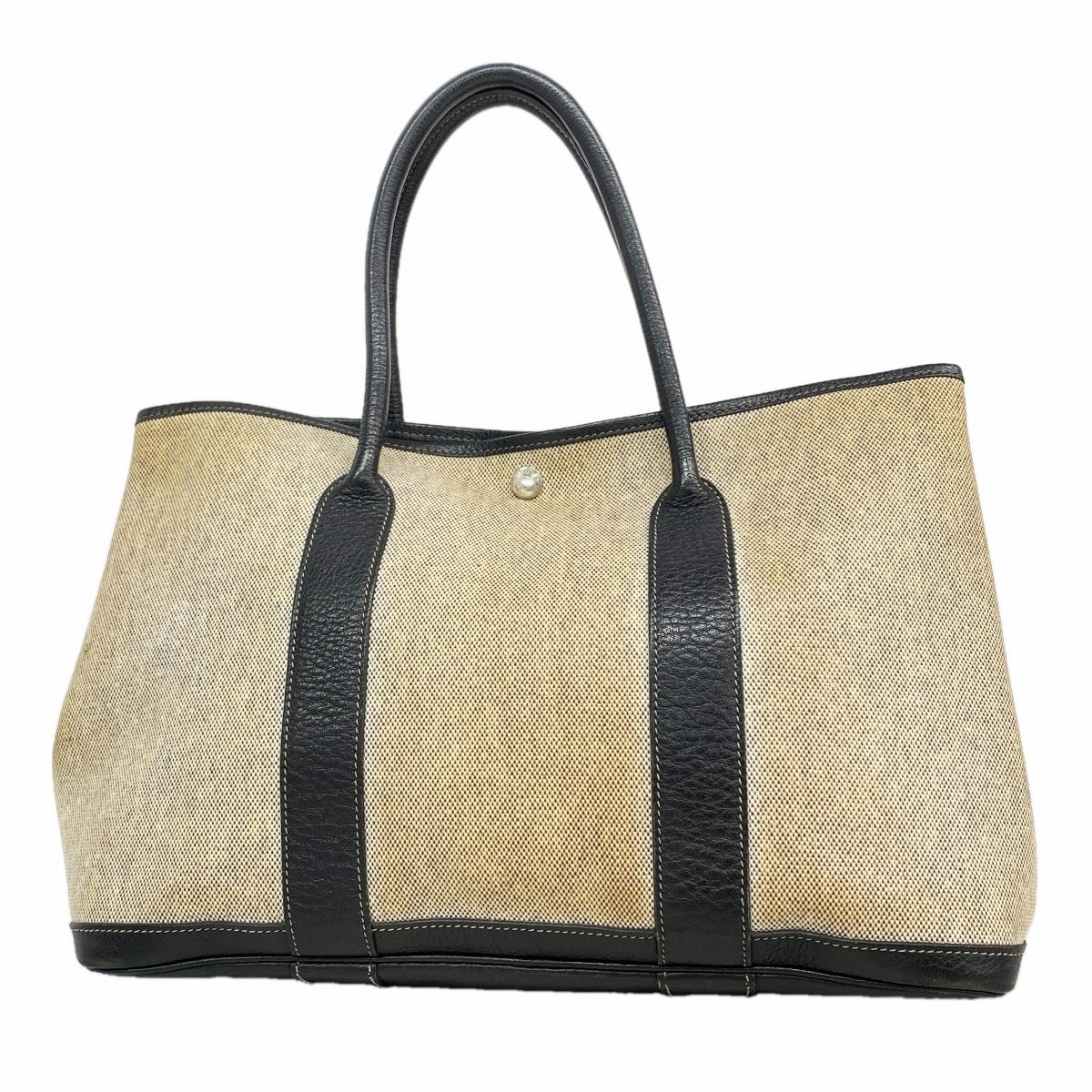 【6gc3085-h】エルメス トートバッグ ガーデンパーティPM トワルアッシュ ブラック シルバー金具 □F刻印【中古】レディース