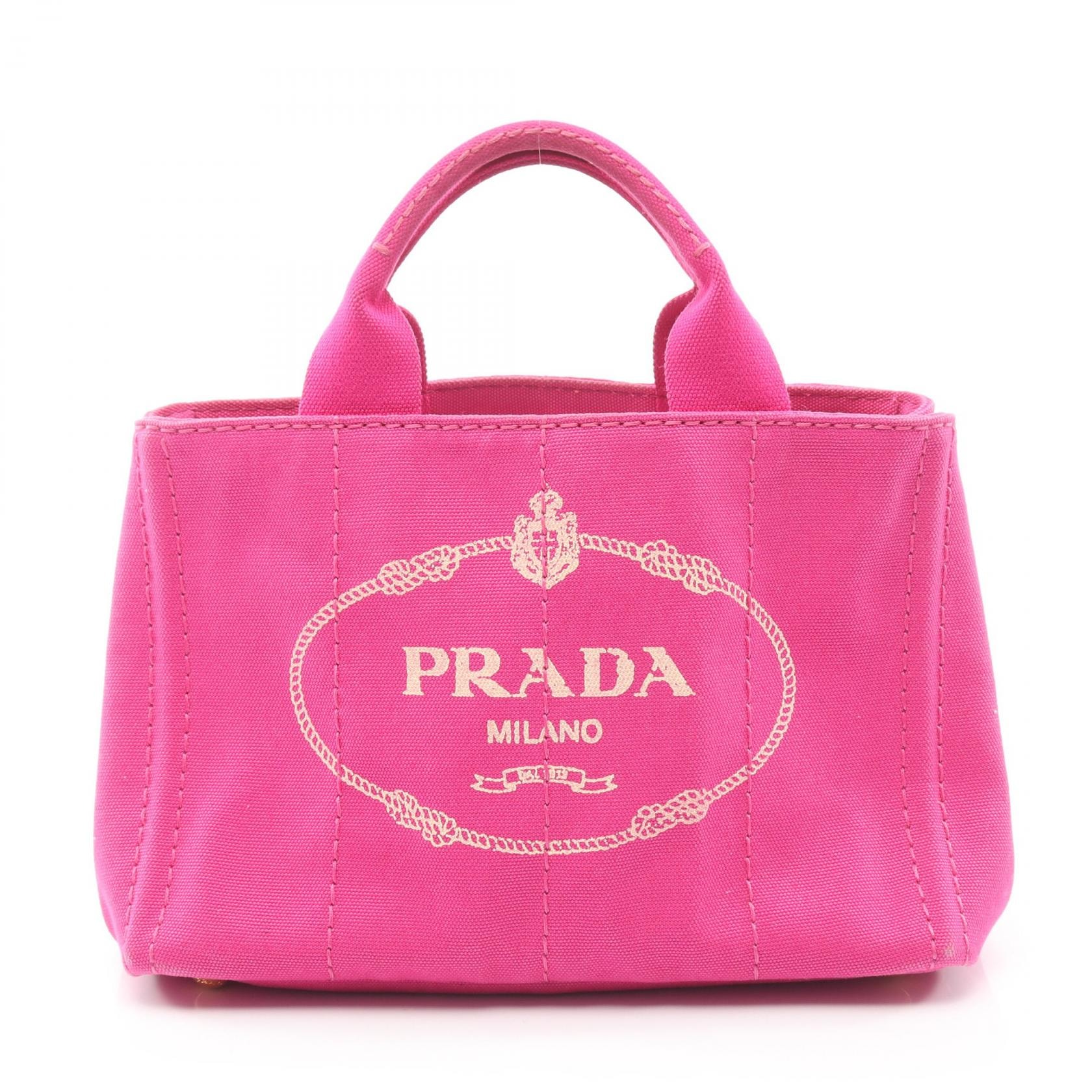 プラダ PRADA CANAPA カナパ ハンドバッグ バッグ キャンバス レディース ピンク系 【中古】