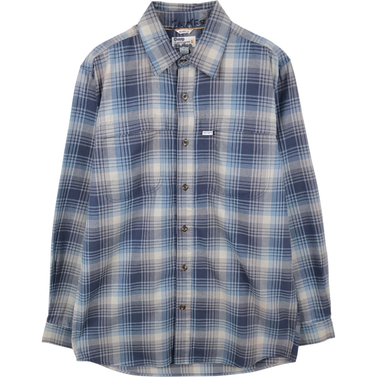 古着 カーハート Carhartt RELAXED FIT FORCE 長袖 ライトネルチェックシャツ メンズM相当/eaa662118