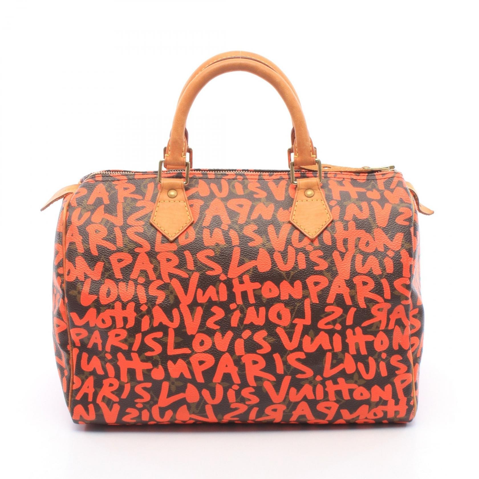 ルイ・ヴィトン LOUIS VUITTON スピーディ30 モノグラムグラフィティ オランジュ ハンドバッグ バッグ PVCコーティングキャンバス レザー オレンジ レディース ブラウン系 / オレンジ系 M93705 【中古】