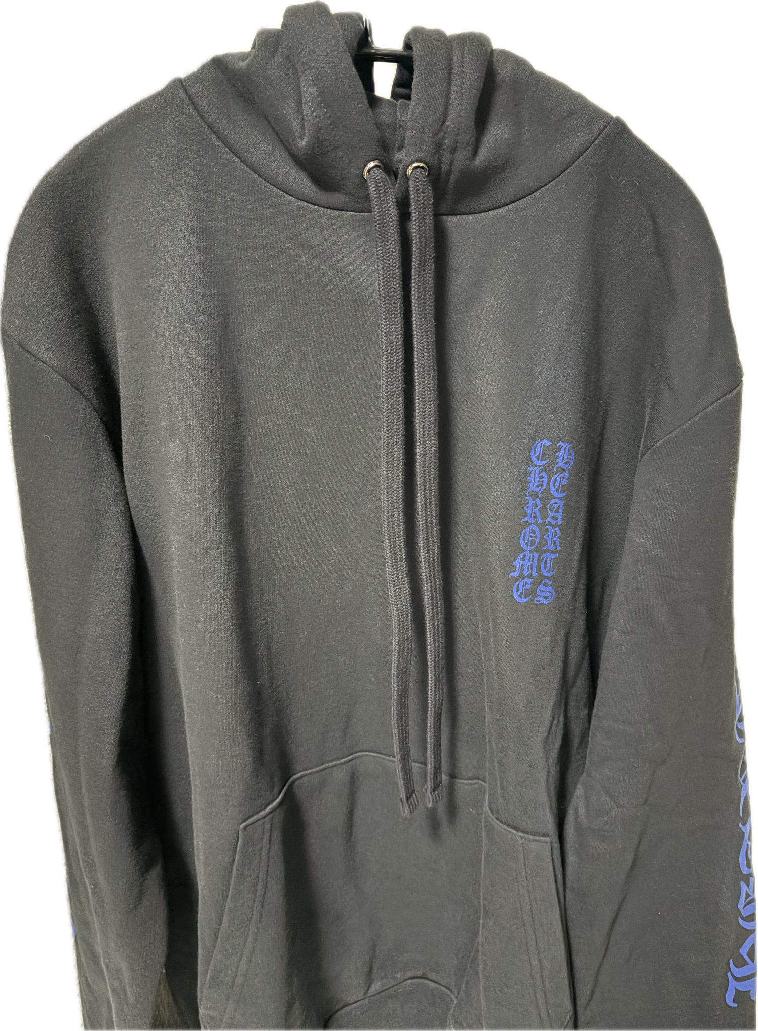 Chrome Hearts Vertical Logo Pullover Hoodie "Black/Blue"