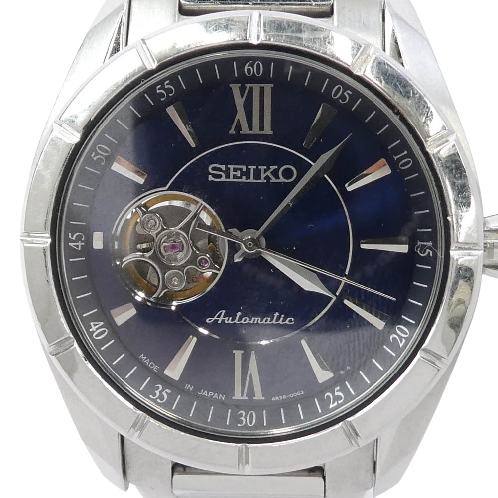 SEIKO セイコー 時計 4R38-00F0 プレサージュ 裏スケルトン オートマチック 腕時計 シルバー系【中古】