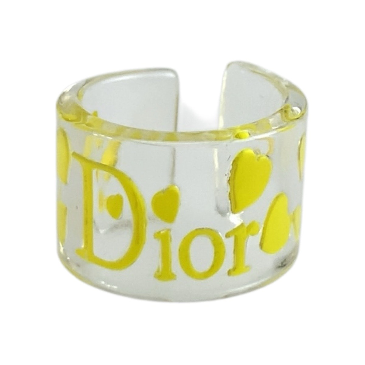 美品 Christian Dior クリスチャンディオール ヴィンテージ ハート イエロー プラスチック アクリル/ リング 指輪 13号 1-0294202 【中古】