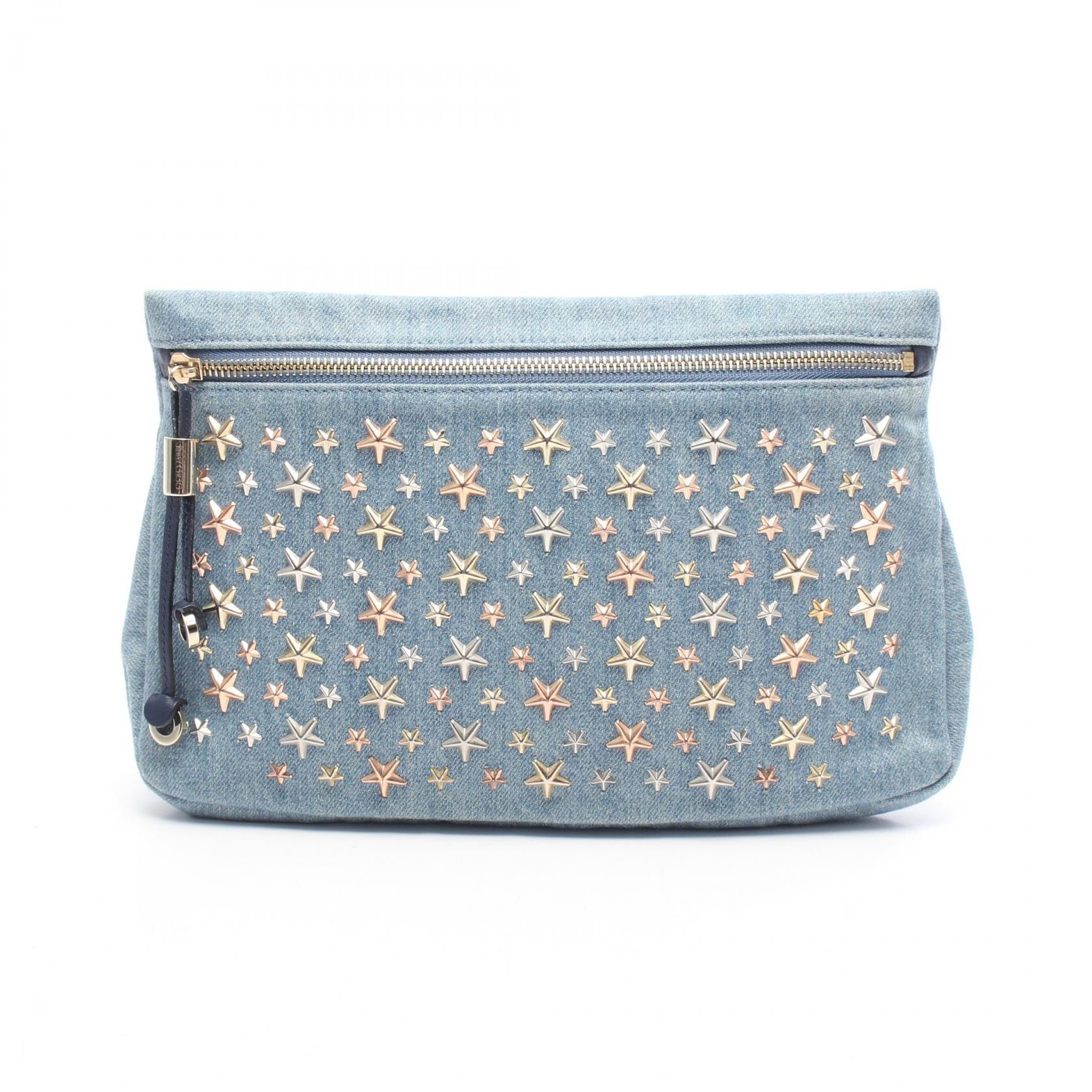 ジミーチュウ JIMMY CHOO ZENA スタースタッズ セカンドバッグ クラッチバッグ バッグ デニム レディース ブルー系 【中古】