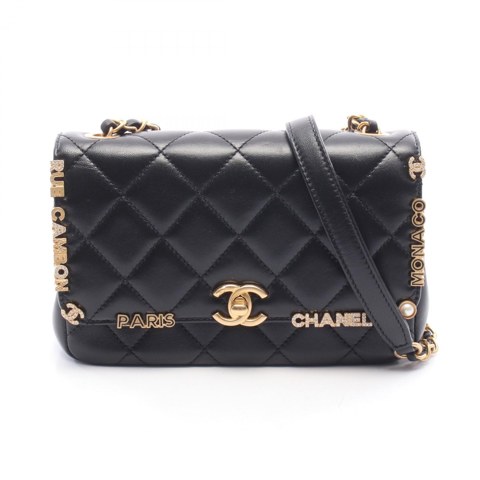 シャネル CHANEL ミニ フラップ バッグ マトラッセ ショルダーバッグ バッグ レザー レディース ブラック系 AS3731 【中古】