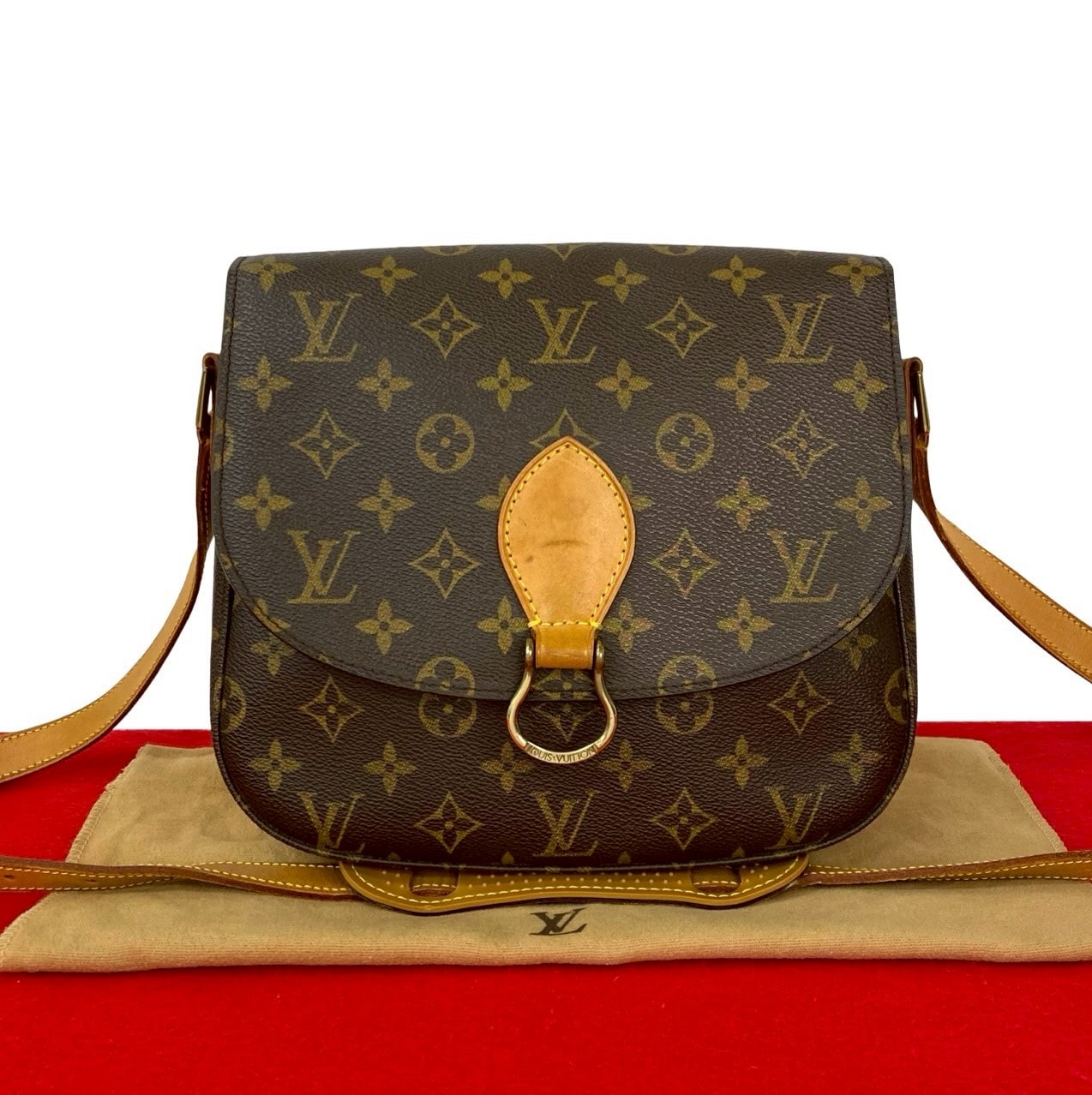 LOUIS VUITTON ルイヴィトン サンクルー モノグラム レザー PVC ショルダーバッグ ブラウン
 38452