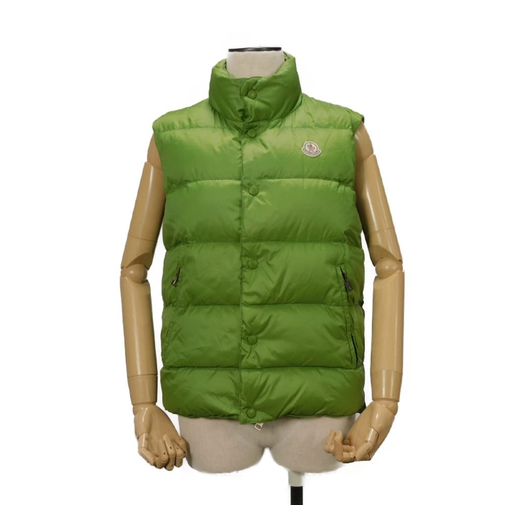 MONCLER モンクレール ジード 0 ロゴ ワッペン ジレ ボタン ファスナー ペッパージャパン ナイロン ラトグリーン ダウンベスト 43330 50 68959