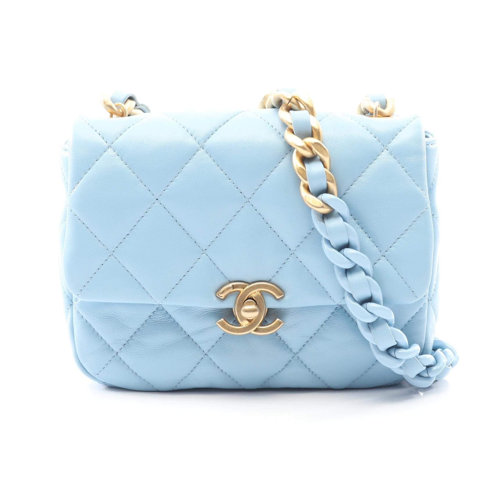 シャネル CHANEL マトラッセ ショルダーバッグ バッグ ラムスキン(羊革) レディース ブルー系 【中古】