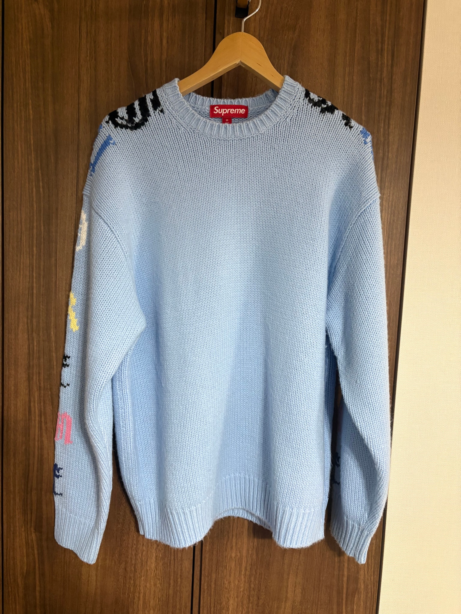 Supreme Old English Sleeves Sweater "Light Blue"