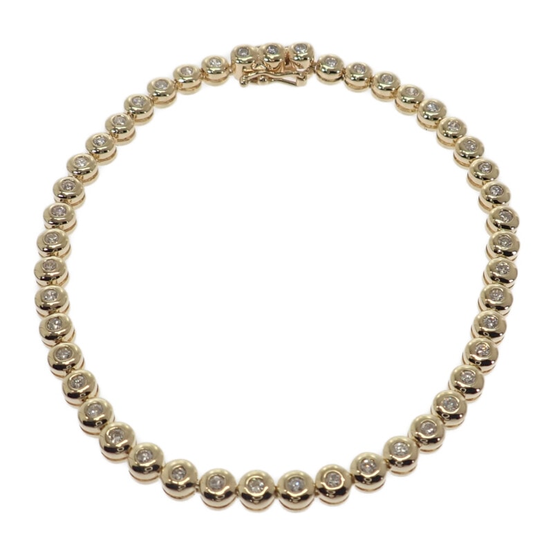 デザインジュエリー テニス ブレスレット K18イエローゴールド ダイヤモンド メンズ レディース【中古】【Aランク】