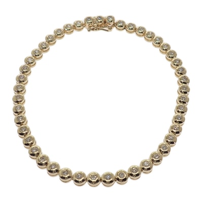 デザインジュエリー テニス ブレスレット K18イエローゴールド ダイヤモンド メンズ レディース【中古】【Aランク】