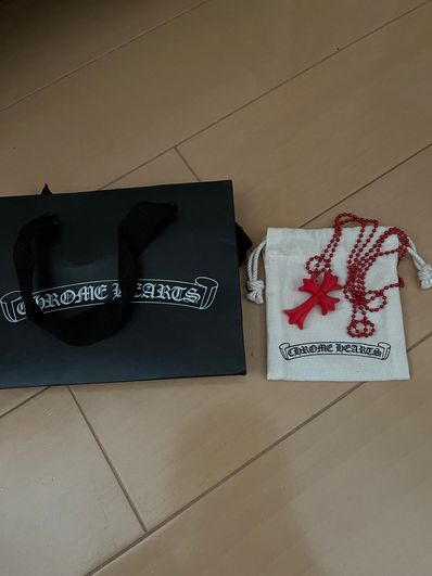 Chrome Hearts Reverse Small CH Cross Silicon Necklace "Red"