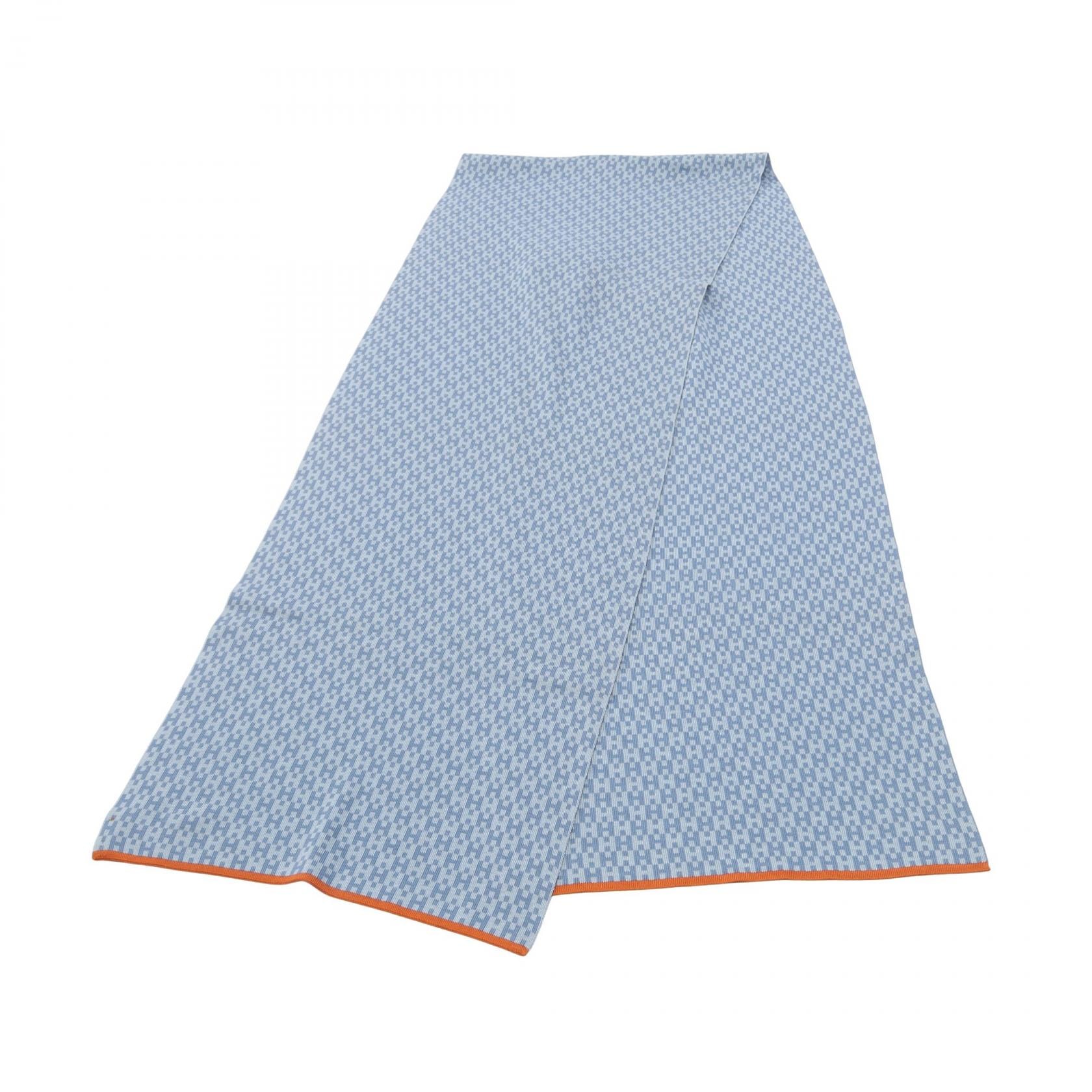エルメス HERMES H柄 ショール 衣料品 シルク シルク メンズ レディース ブルー系 【中古】