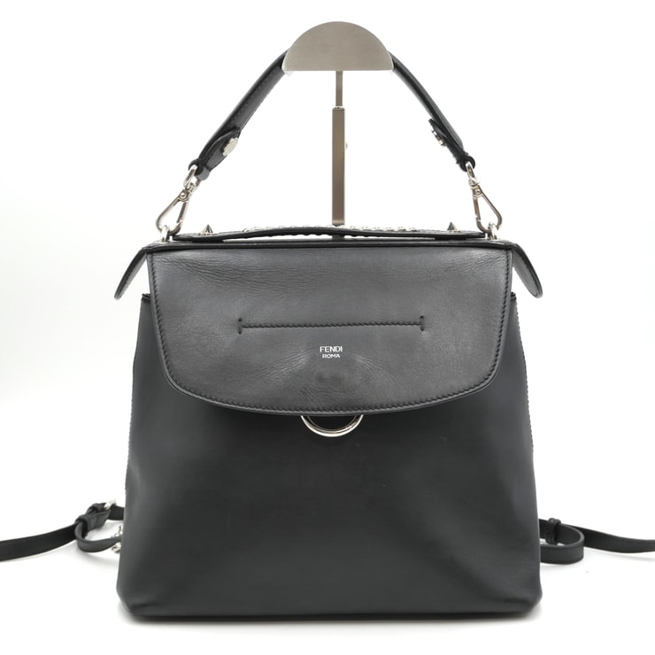 FENDI(フェンディ)バイ ザ ウェイ BY THE WAY 2WAY バックパック リュック ハンドバッグ ブラック レザー チェーン シルバー金具 8BZ042 レディース【中古】
