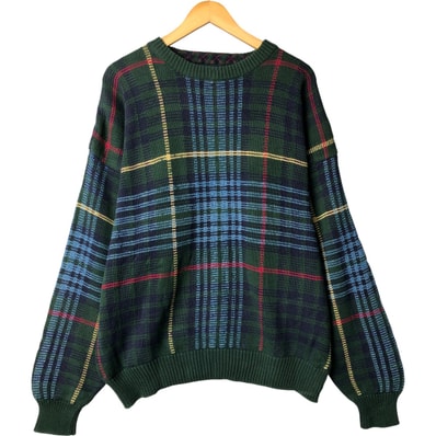 古着 90年代 ノーティカ NAUTICA チェック柄 コットンニットセーター メンズL相当 ヴィンテージ/eaa410873