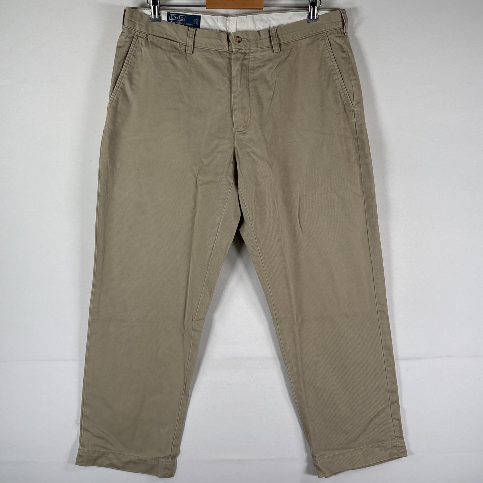 古着 ポロバイラルフローレン Polo by Ralph Lauren チノパンツ 長ズボン ボトムス ワンポイントロゴ刺繍 w36 L30  ベージュ系 メンズ