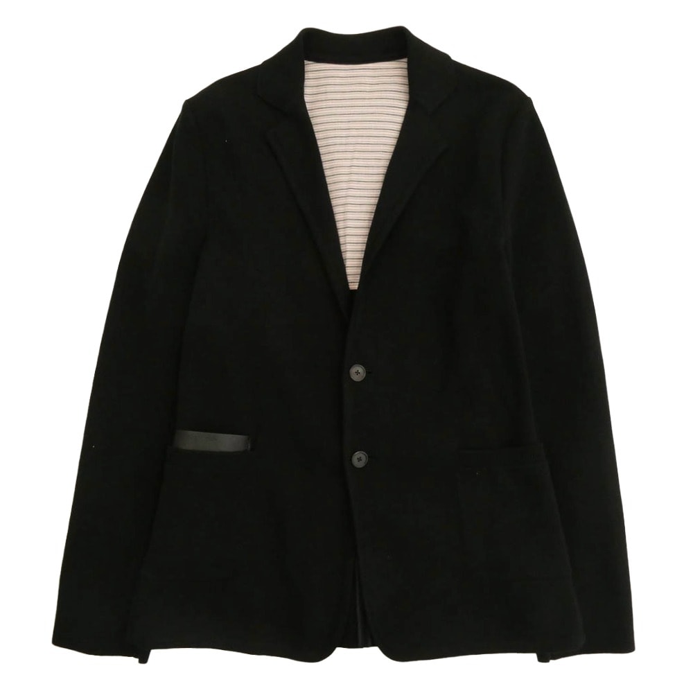 LOUIS VUITTON ルイ・ヴィトン テーラードジャケット H5KN50MS7 レザーポケット切替 2B ニット生地 テーラードジャケット ブラック系 S【中古】