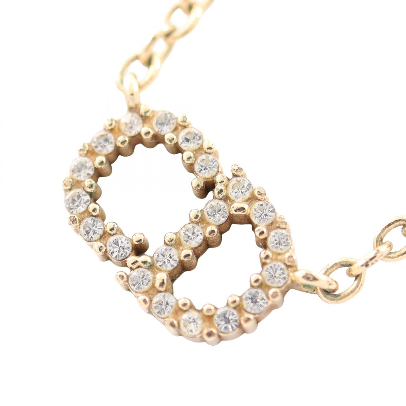 ディオール Dior CDロゴ クレールディーリュヌ ネックレス ジュエリー GP(ゴールドメッキ) ラインストーン レディース ゴールド系 / クリア系 【中古】