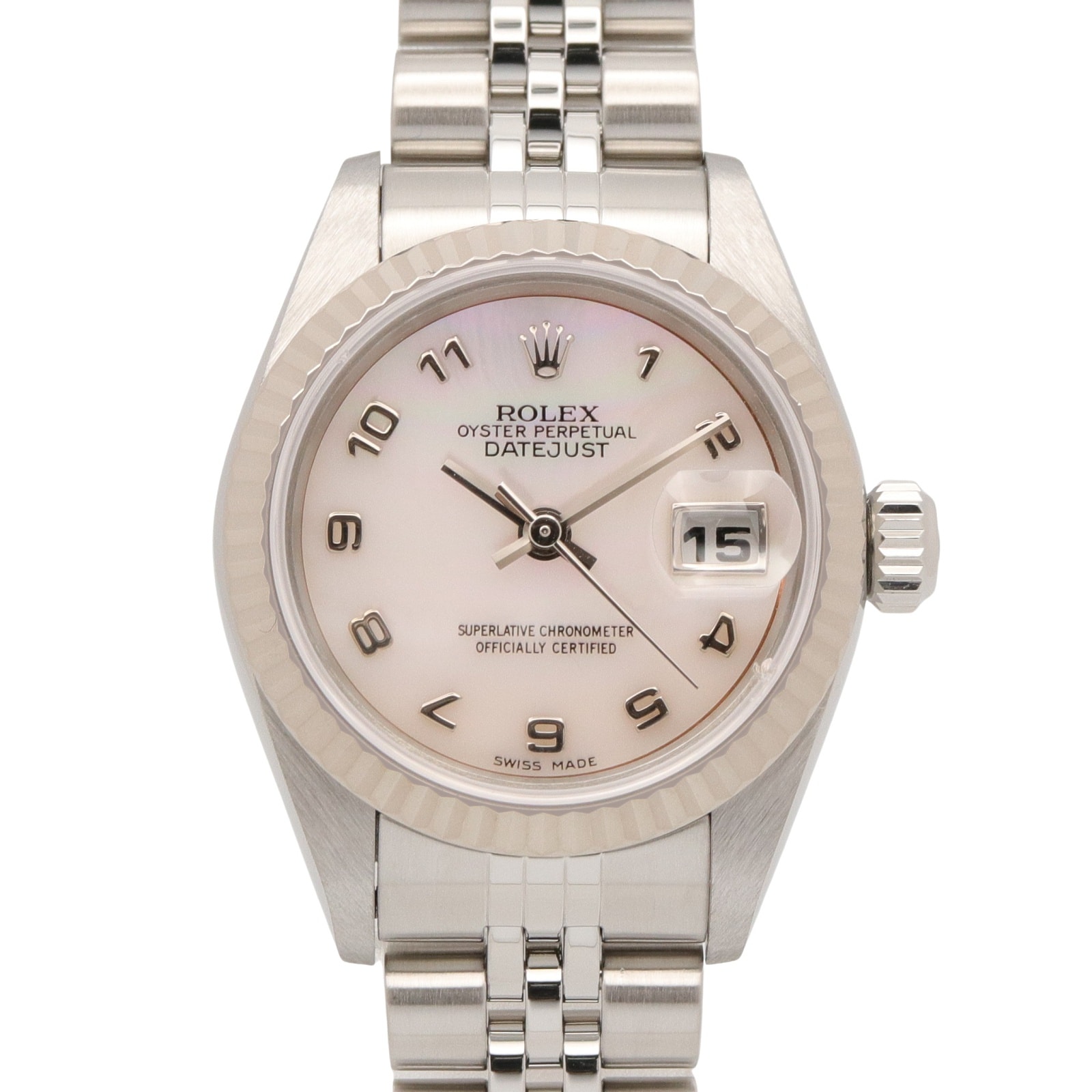 ロレックス ROLEX デイトジャスト Y番 腕時計 時計 K18WG(ホワイトゴールド) ステンレススチール レディース ピンク系 ピンクシェル/アラビア数字 79174NR 【中古】