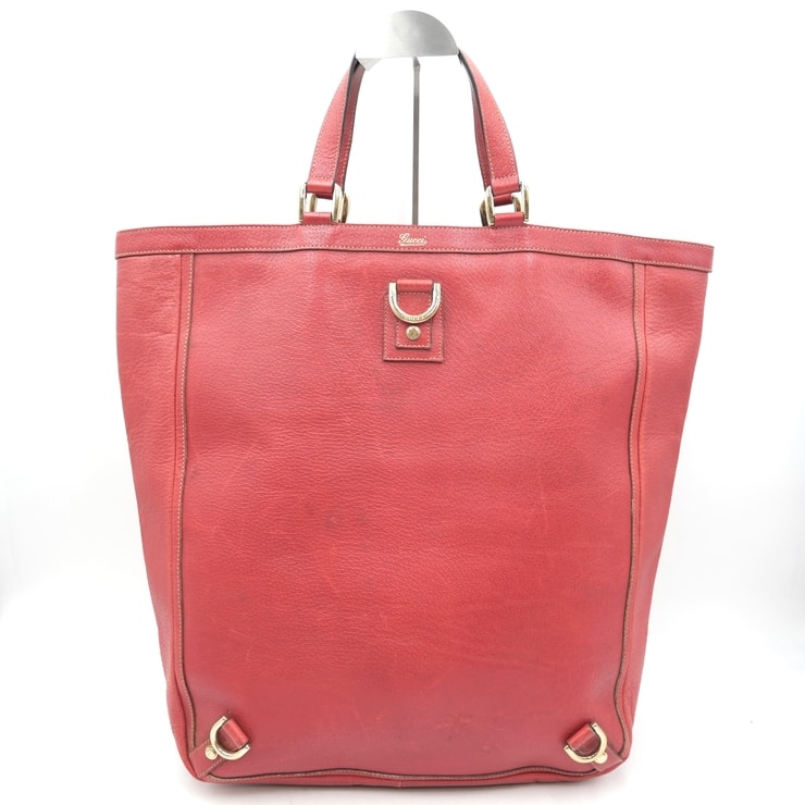 GUCCI(グッチ)アビー ヴィンテージ トートバッグ レッド レザー ゴールド金具 レディース 130733【中古】