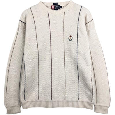 古着 ラルフローレン Ralph Lauren CHAPS チャップス ストライプ柄 マルチストライプ ヘリンボーン コットンニットセーター メンズM相当/eaa678760